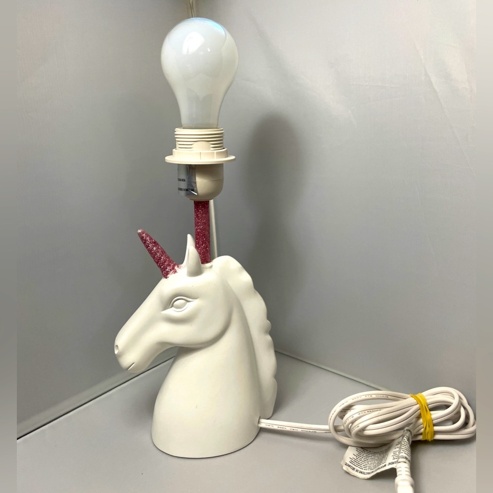 White & Pink‎ Glitter Unicorn Electric Table Lamp